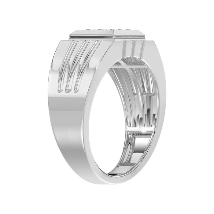 Sterling Silver Diamond Ring For Men 0.35Ct Round Cut Square Cluster Mens Ring Fine Jewelry Gift For Him - Image 2