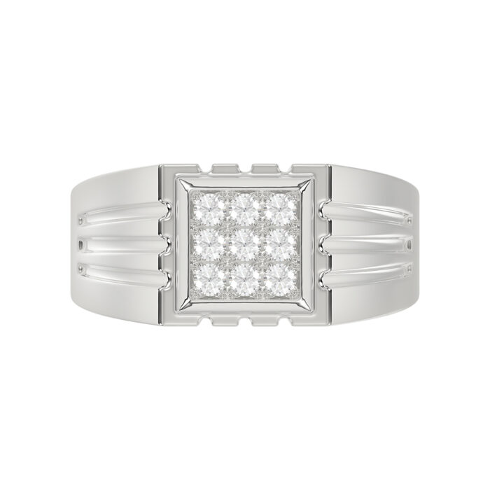 Sterling Silver Diamond Ring For Men 0.35Ct Round Cut Square Cluster Mens Ring Fine Jewelry Gift For Him - Image 5