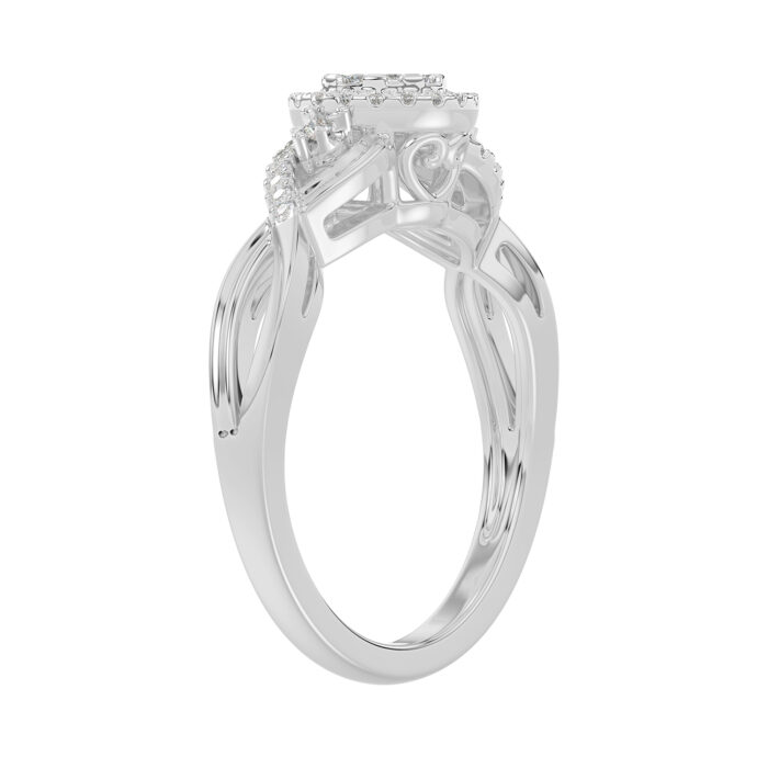 Sterling Silver 0.25Ct Round Diamond Halo Cluster Ring For Women Engagement Promise Ring Gift For Her - Image 2