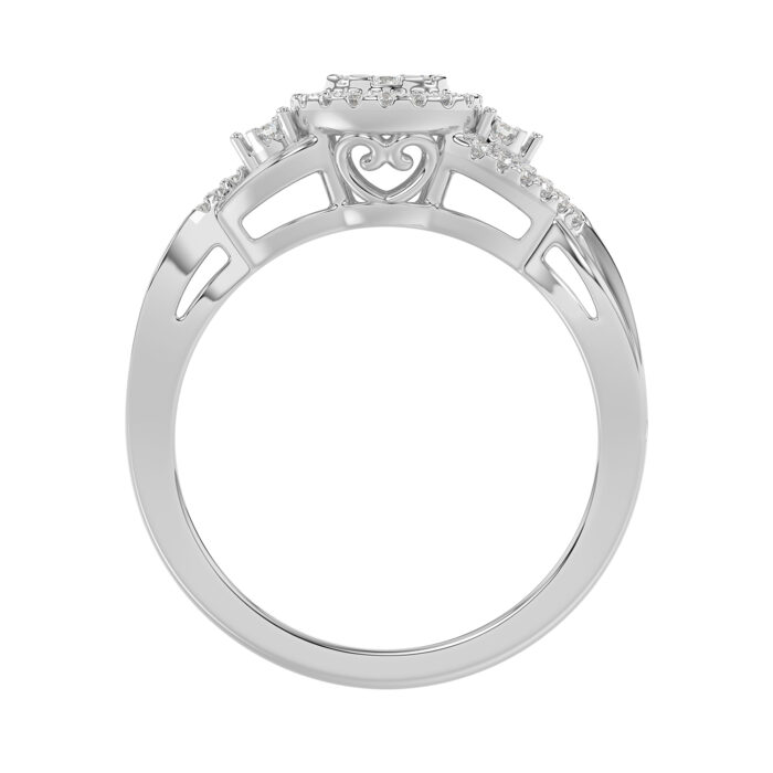 Sterling Silver 0.25Ct Round Diamond Halo Cluster Ring For Women Engagement Promise Ring Gift For Her - Image 3