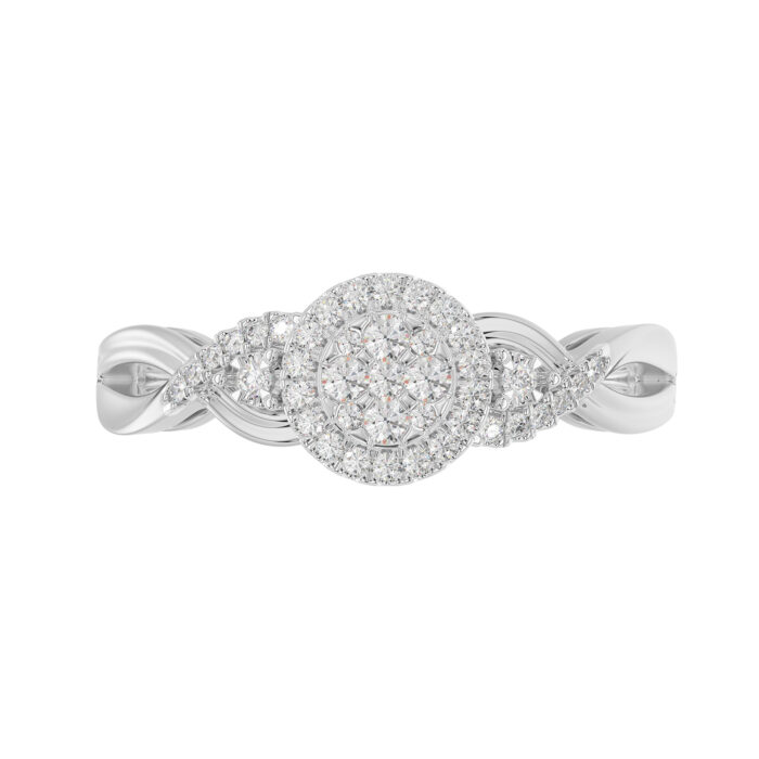 Sterling Silver 0.25Ct Round Diamond Halo Cluster Ring For Women Engagement Promise Ring Gift For Her - Image 5