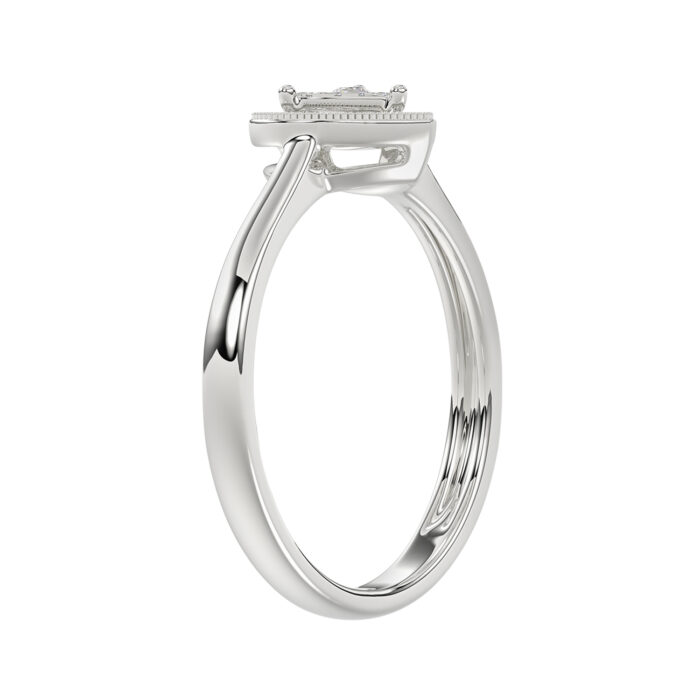 Ladies 0.10Ct Round Diamond Sterling Silver Ladies Ring White Heart Shape Cluster Halo Engagement Promise Ring For Her - Image 2