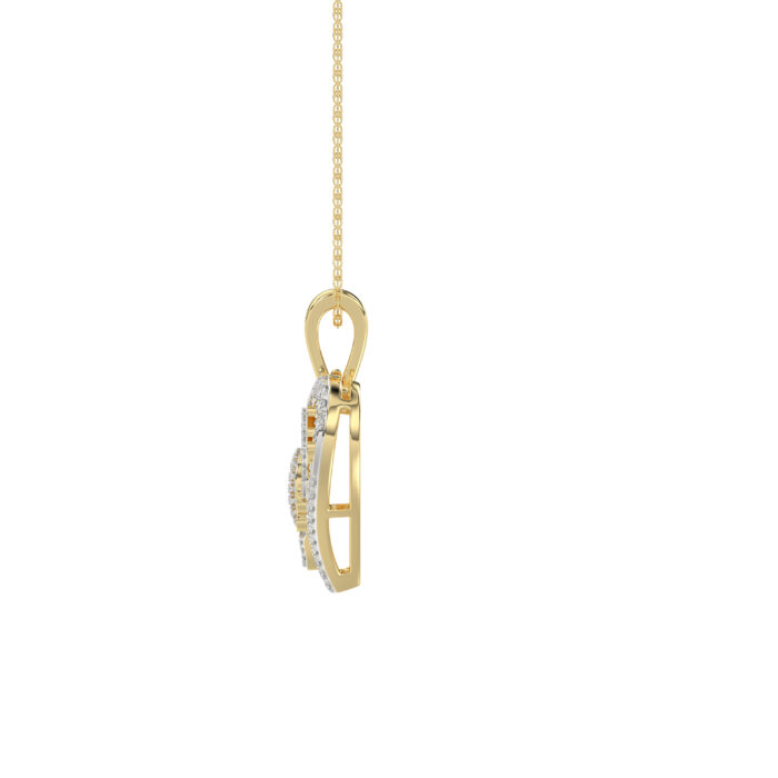 Elegance Ladies Love Heart-Shaped Pendant 0.20Ct Round Diamond, 10K Yellow Gold Fashion Pendant With Chain - Image 2