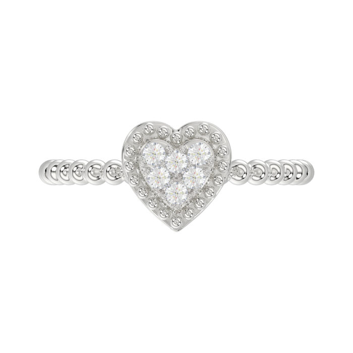 Ladies 0.10Ct Round Diamond Halo Heart Ring Sterling Silver Stylish Women�S Engagement & Promise Ring - Image 5