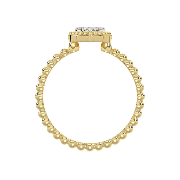 Ladies Halo Ring 0.10Ct Heart Shape Round Diamond 10K Yellow Gold - Image 3