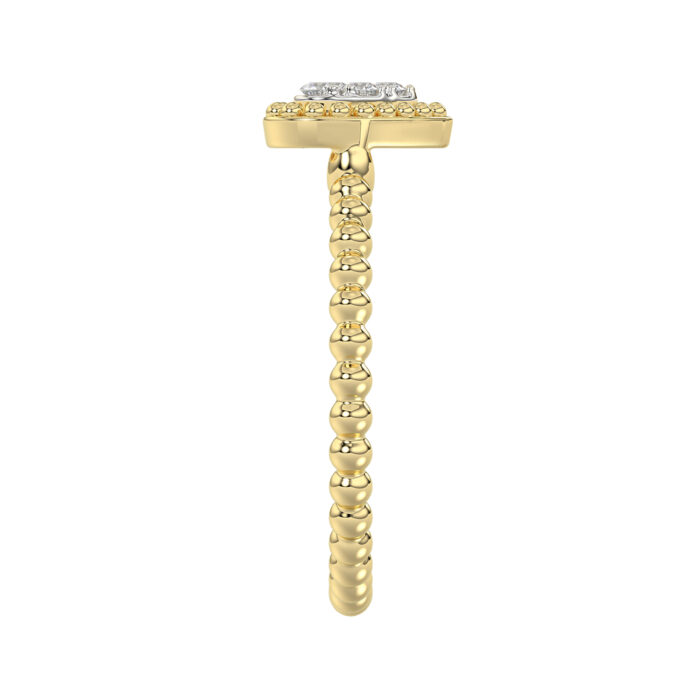 Ladies Halo Ring 0.10Ct Heart Shape Round Diamond 10K Yellow Gold - Image 4
