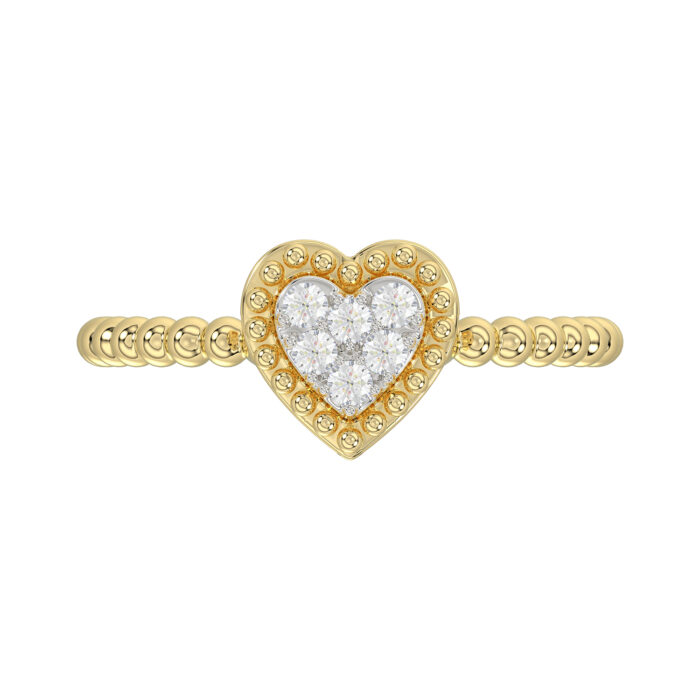 Ladies Halo Ring 0.10Ct Heart Shape Round Diamond 10K Yellow Gold - Image 5
