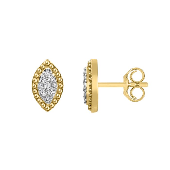 10K Yellow Gold 0.20CT Diamond Halo Fashion Earrings Round Diamond Women�S Earrings - Image 2