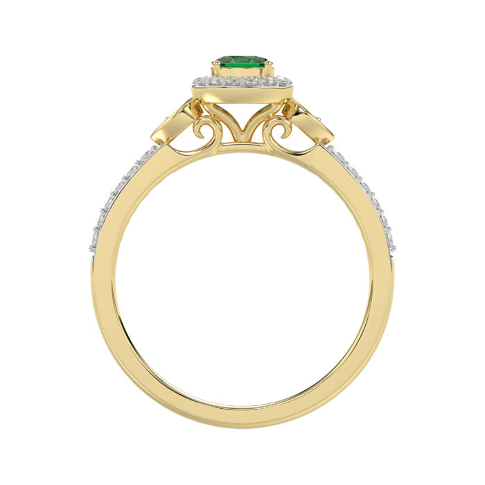 0.33ct Round/Oval Emerald diamond 14k Ladies Fashion Ring 0.15CT Center stone Oval Emerald Diamond) - Image 2