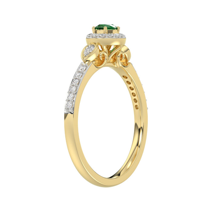 0.33ct Round/Oval Emerald diamond 14k Ladies Fashion Ring 0.15CT Center stone Oval Emerald Diamond) - Image 3