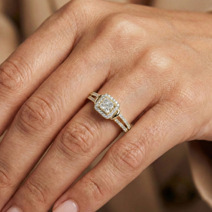 LADIES RING 0.20CT ROUND DIAMOND 10K YELLOW GOLD - Image 6