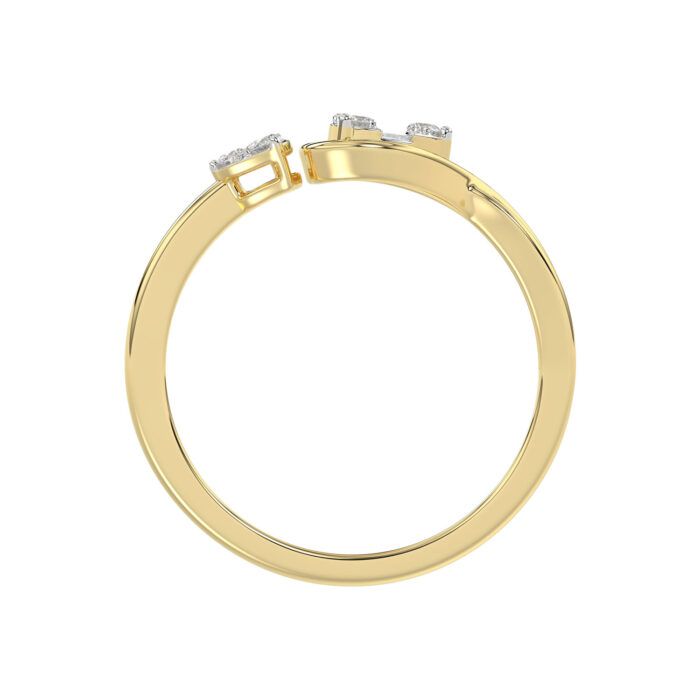LADIES RING 0.15CT ROUND/BAGUETTE DIAMOND 10K YELLOW GOLD - Image 2