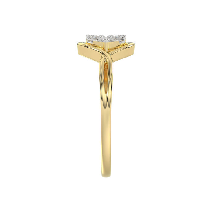 LADIES RING 0.15CT ROUND/BAGUETTE DIAMOND 10K YELLOW GOLD - Image 3