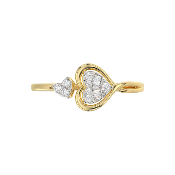 LADIES RING 0.15CT ROUND/BAGUETTE DIAMOND 10K YELLOW GOLD - Image 5