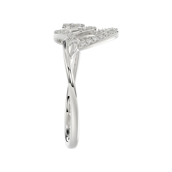Elegant Ladies Heart Ring 0.15Ct Round Diamond Sterling Silver White Romantic Promise Jewelry For Women - Image 3