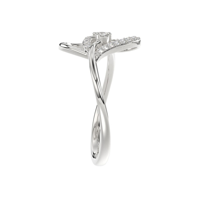 Ladies Elysian Heart Ring 0.15Ct Round Diamond Sterling Silver White � Romantic Fine Jewelry For Women - Image 3