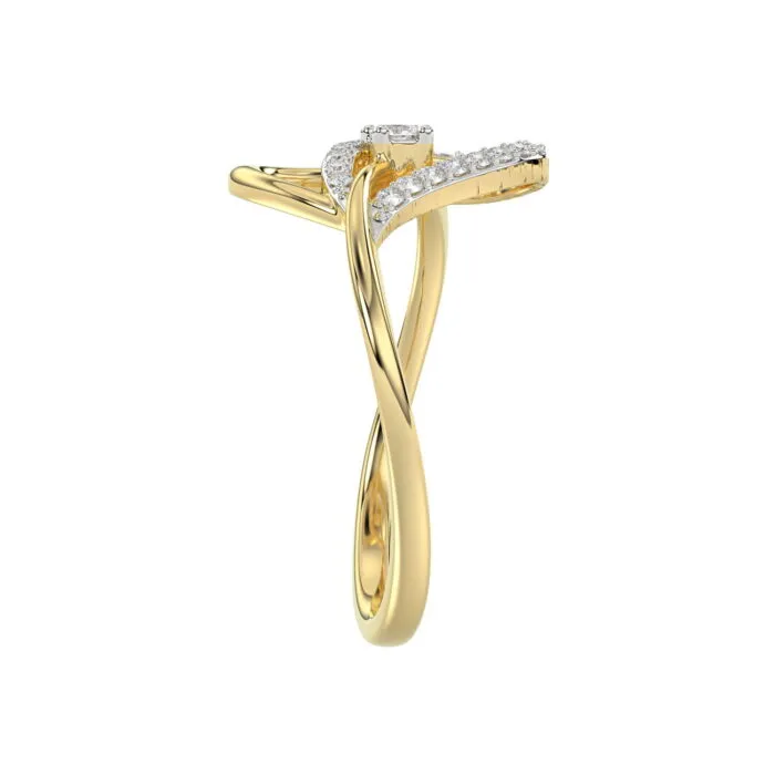 LADIES RING 0.15CT ROUND DIAMOND 10K YELLOW GOLD - Image 3