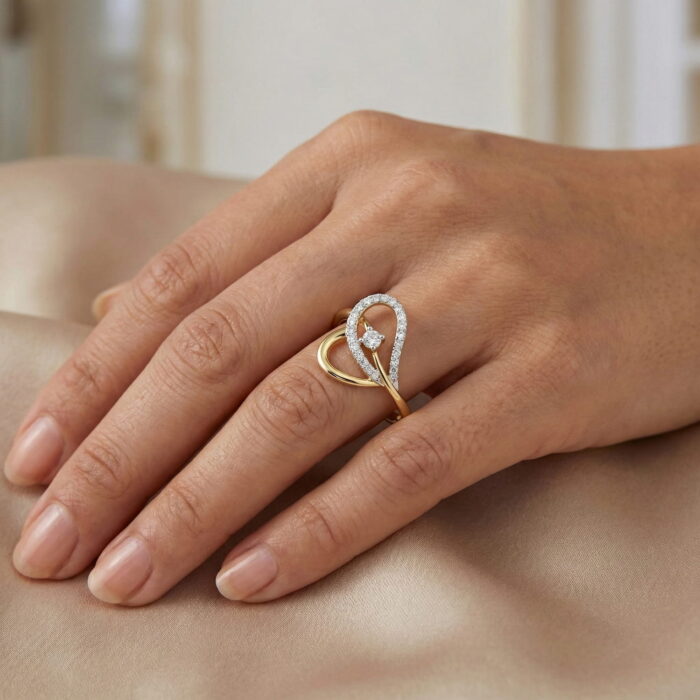 LADIES RING 0.15CT ROUND DIAMOND 10K YELLOW GOLD - Image 6