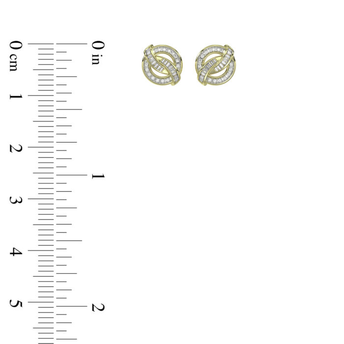 LADIES EARRING 0.20CT ROUND/BAGUETTE DIAMOND 10K YELLOW GOLD - Image 6