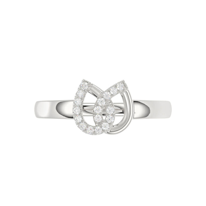 Ladies Lucky Horseshoe Fashion Ring 0.10Ct Round Diamond Sterling Silver White � Double Horseshoe Fashion Jewelry - Image 5