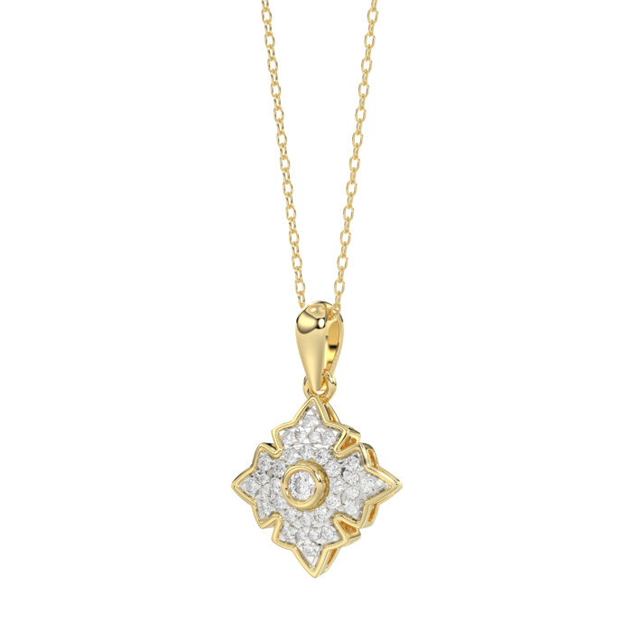 LADIES PENDANT 0.25CT ROUND DIAMOND 10K YELLOW GOLD - Image 3