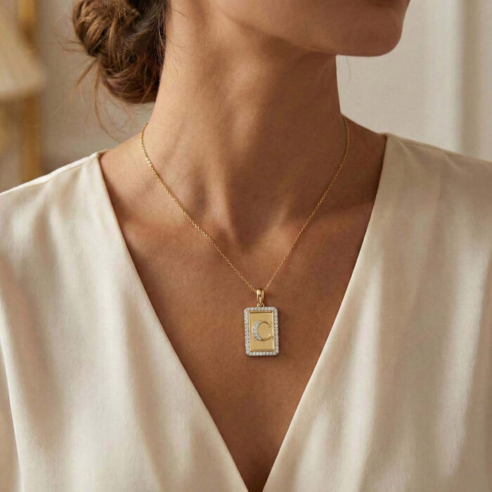Elegant Ladies 0.20Ct Round Diamond �C Alphabet Fashion Pendant With Chain � 10K Yellow Gold - Image 3