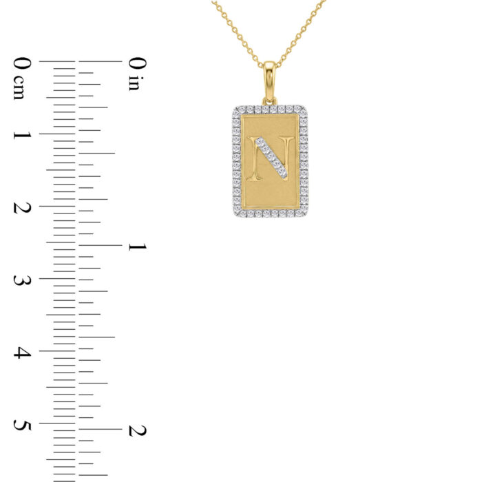 Elegant Ladies 0.20Ct Round Diamond �N Alphabet Fashion Pendant With Chain � 10K Yellow Gold - Image 2