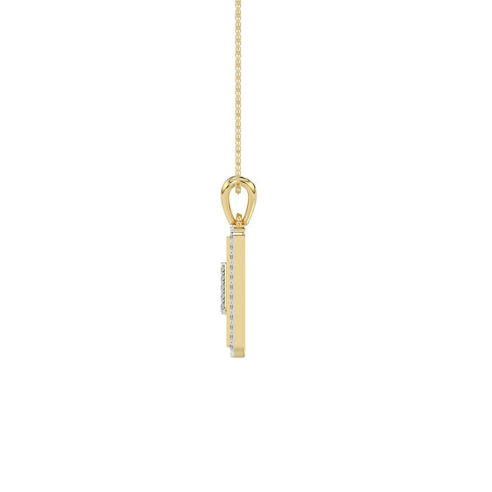 10K Yellow Gold letter 'V' Fashion Pendant With Chain - 0.20 CT Round Diamond Ladies Jewelry Gift - Image 2