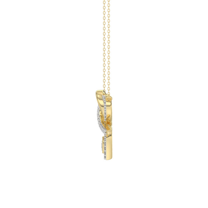 Stylish 10K Yellow Gold 0.15Ct Ladies Necklace Featuring Intertwined Double Hearts And Diamond Accents. A Delicate And Elegant Fine Jewelry - Image 2