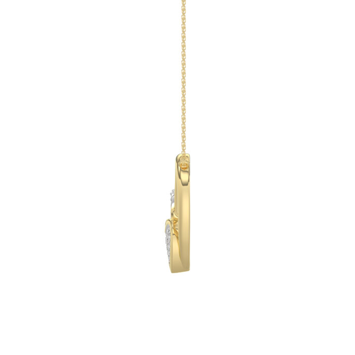 Elegant 10K Yellow Gold Fashion Pendant Featuring A Double Heart Design With 0.15 Ct Round Diamonds. A Romantic And Stylish Ladies Jewelry - Image 2