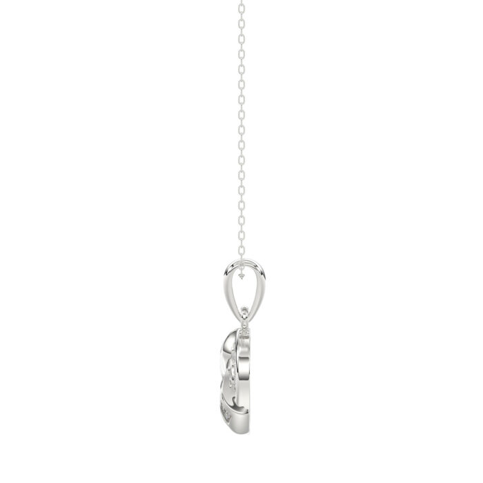 Elegant 0.15Ct Round & Baguette Diamond Pendant In Sterling Silver Ladies Fine Jewelry With Chain - Image 2