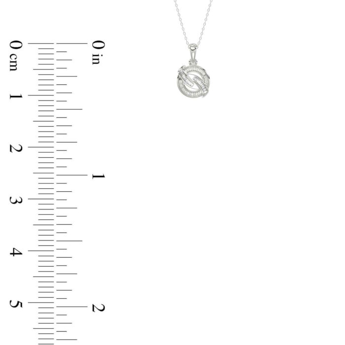 Elegant 0.15Ct Round & Baguette Diamond Pendant In Sterling Silver Ladies Fine Jewelry With Chain - Image 4