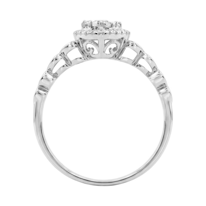 Women’S Sterling Silver 0.12Ct Round Diamond Heart Promise Ring Cluster Design Romantic Ladies Ring - Image 2