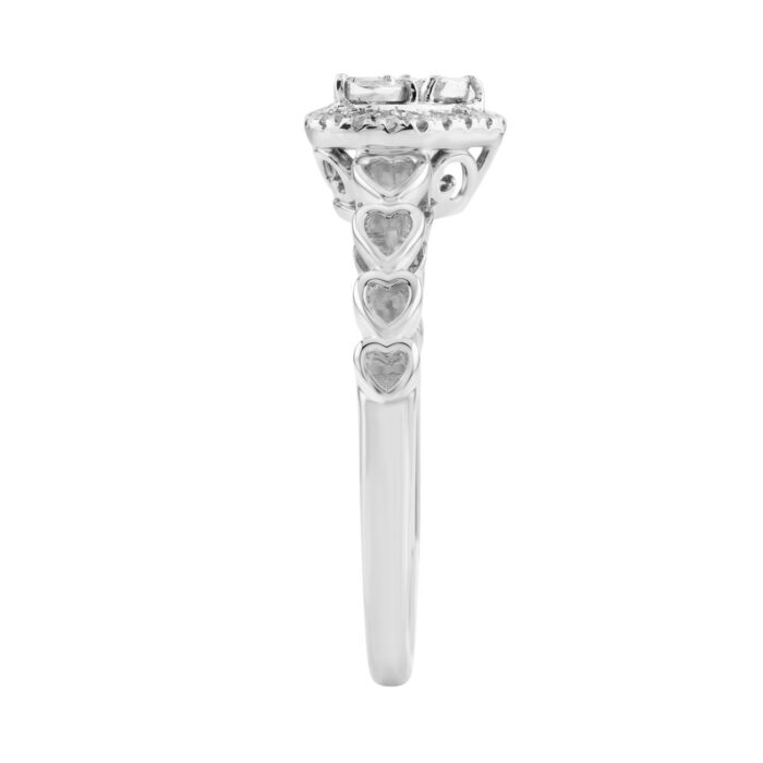 Women’S Sterling Silver 0.12Ct Round Diamond Heart Promise Ring Cluster Design Romantic Ladies Ring - Image 3
