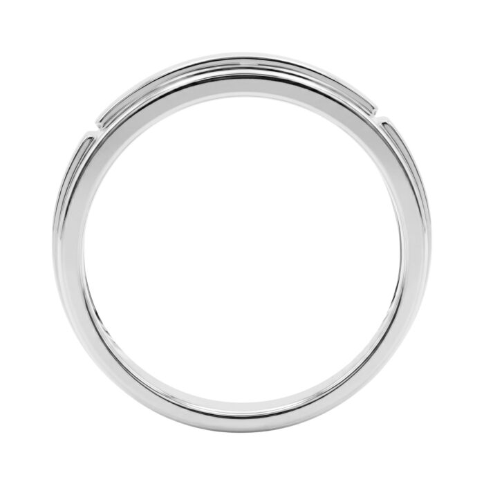 Men’S Sterling Silver Ring With 0.10Ct Round Diamond Classic Diamond Band - Image 2