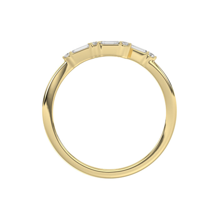 Ladies 10K Yellow Gold Diamond Fashion Ring 0.15 Ct Round & Baguette Diamond Jewelry - Image 2