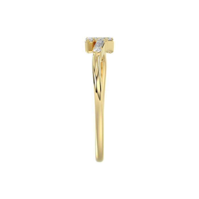 Ladies 10K Yellow Gold Diamond Fashion Ring 0.15 Ct Round & Baguette Diamond Jewelry - Image 3