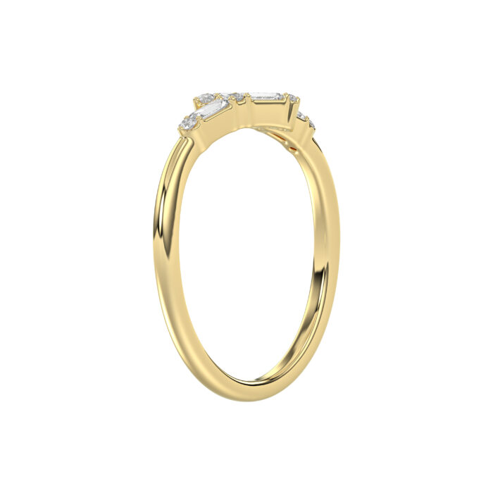 Ladies 10K Yellow Gold Diamond Fashion Ring 0.15 Ct Round & Baguette Diamond Jewelry - Image 4