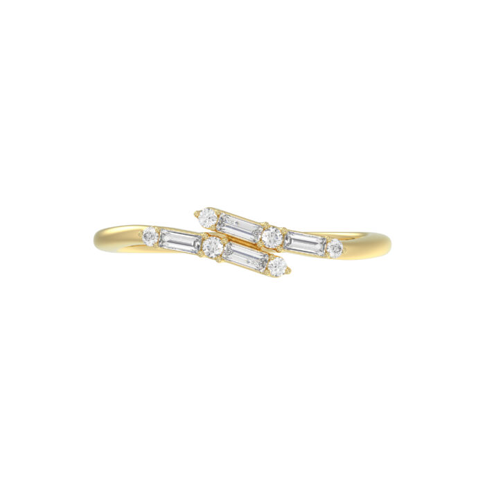 Ladies 10K Yellow Gold Diamond Fashion Ring 0.15 Ct Round & Baguette Diamond Jewelry - Image 5