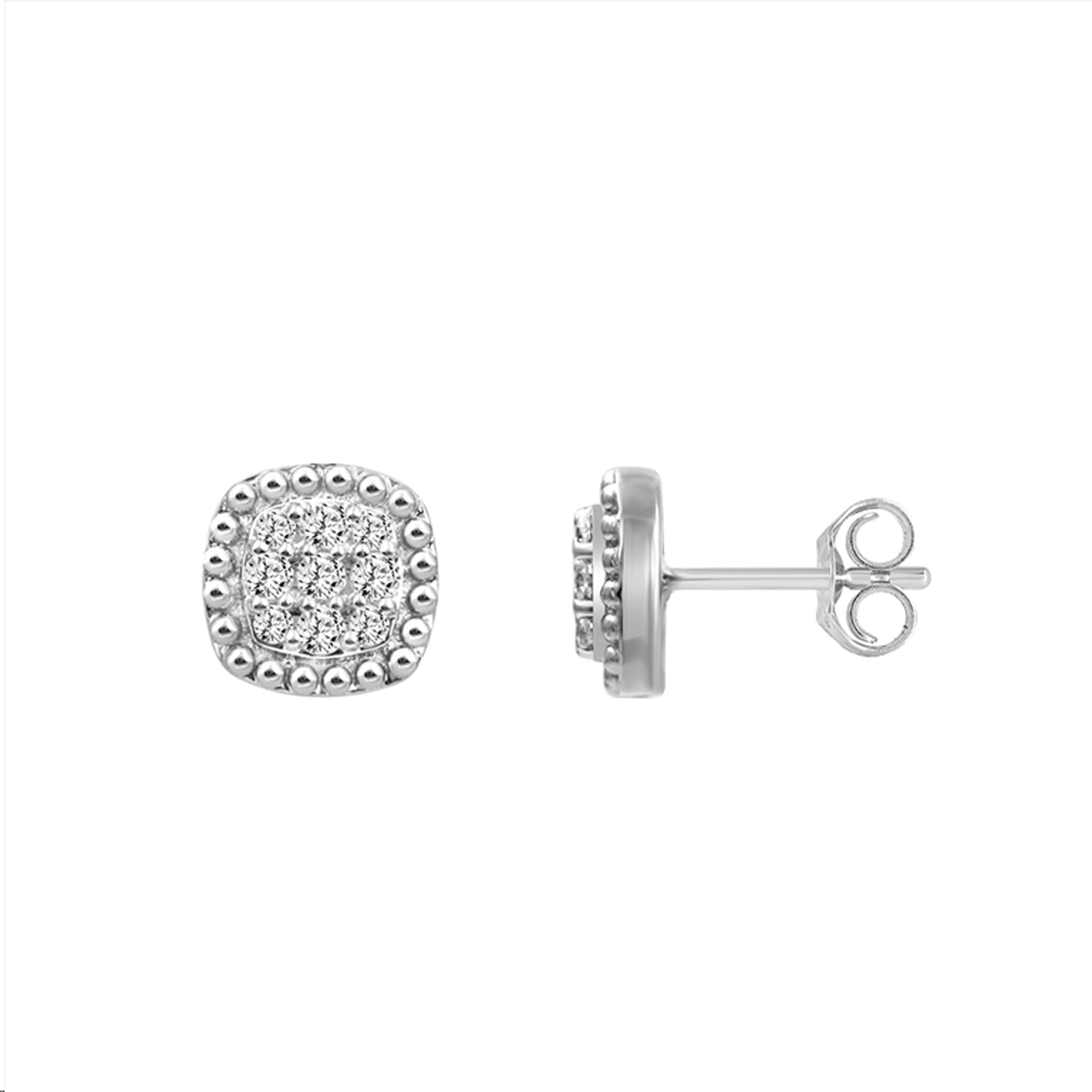 19061506_328840W-SS.jpg.jpg Ladies Sterling Silver 0.20CT Round Diamond Cluster Earrings Fashion Jewelry Design - Image 1