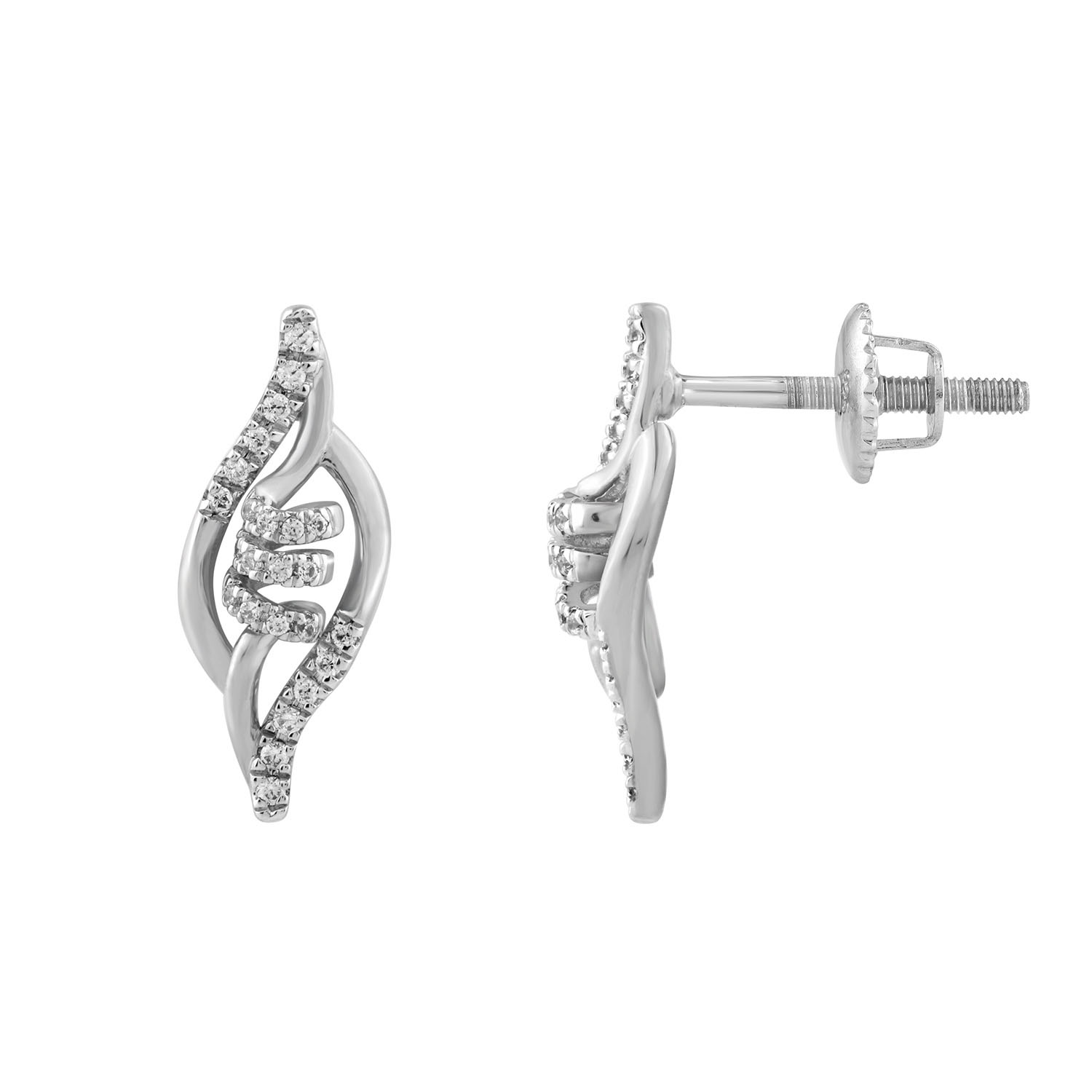 19061516_337469W-SS.jpg.jpg Ladies Sterling Silver 0.16CT Round Diamond Earrings Classic Fashion Jewelry - Image 1