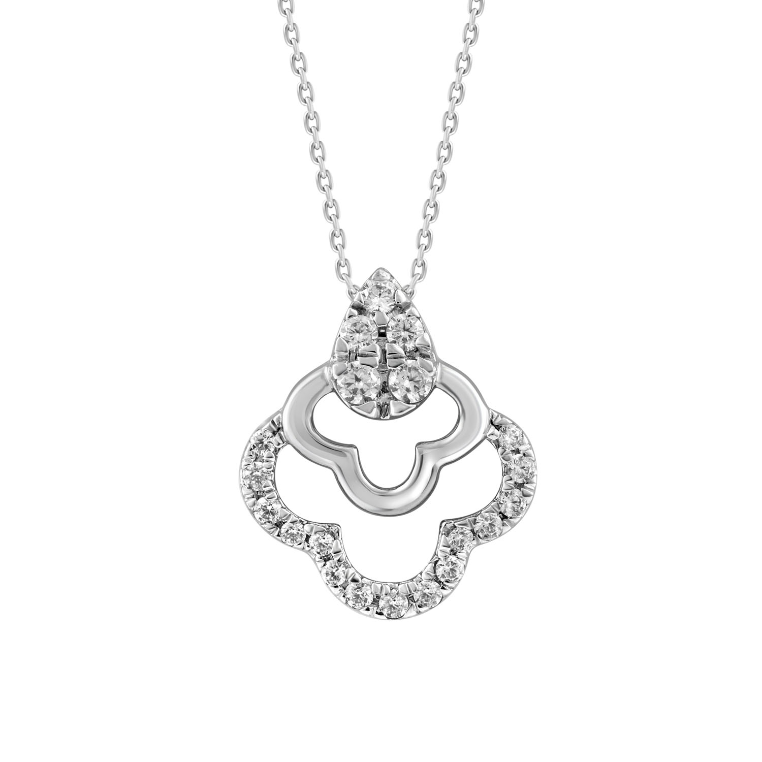 19061522_338542W-SS.jpg.jpg Sterling Silver Ladies 0.13CT Round Diamond Pendant With Chain Elegant Fashion Jewelry - Image 1
