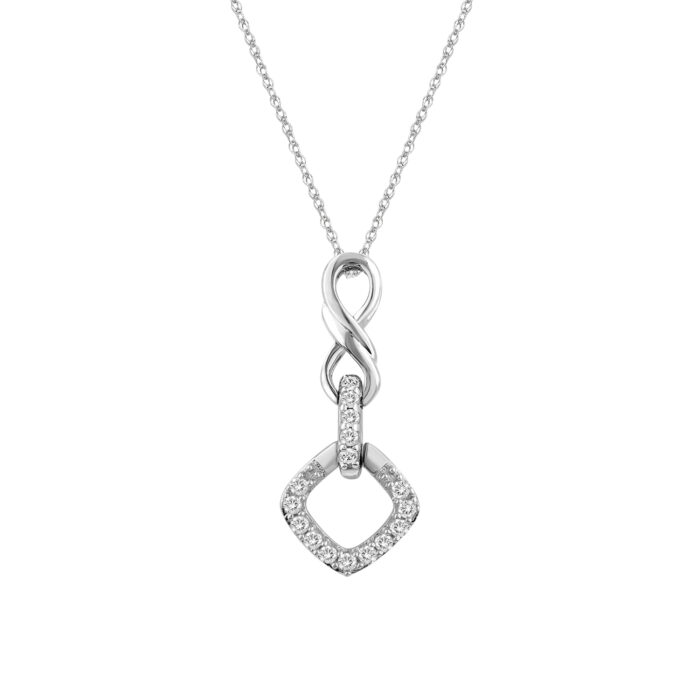19061526_338963W-SS.jpg Sterling Silver Ladies 0.10CT Round Diamond Infinity Pendant With Chain Elegant Fashion Pendant - Image 1