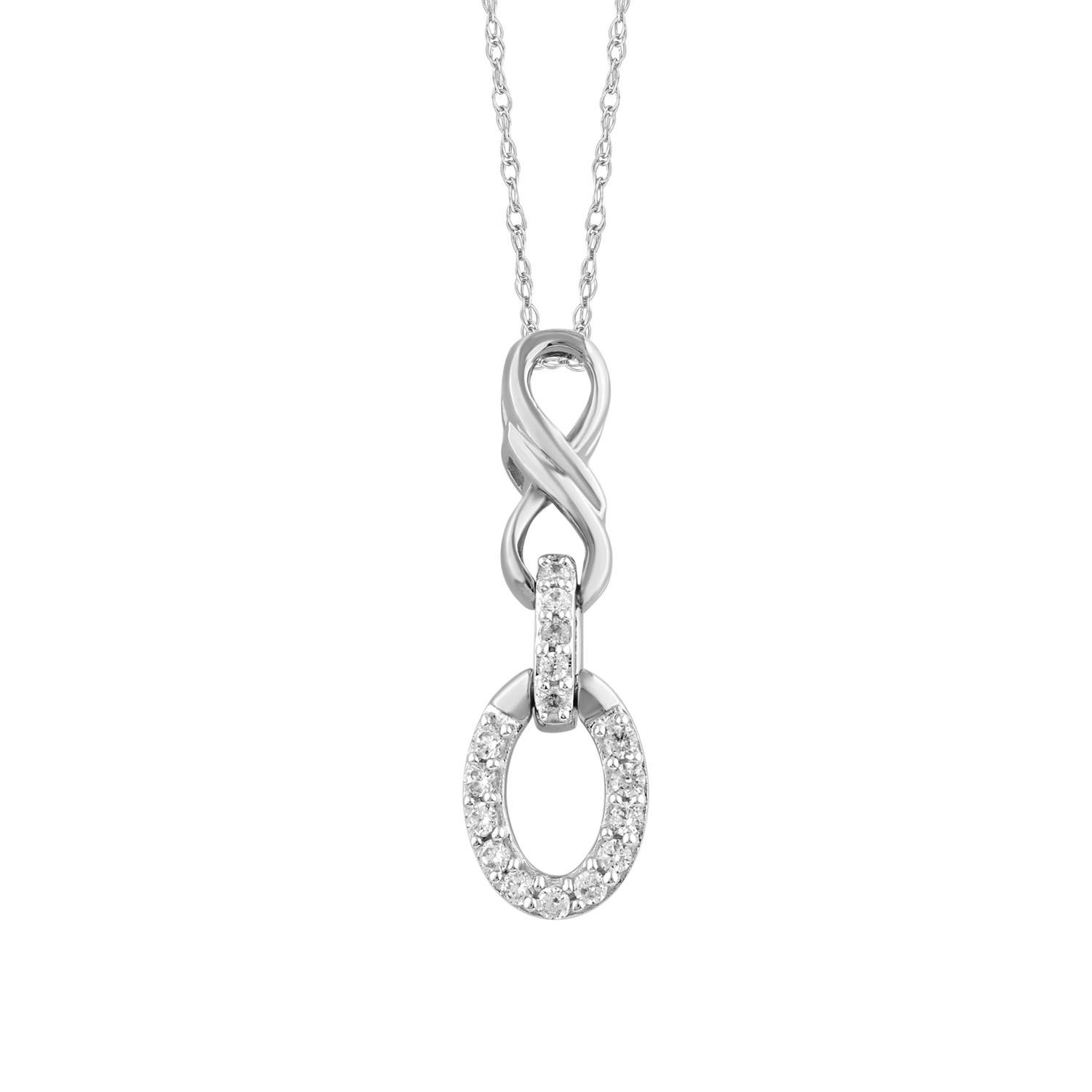 19061527_338973W-SS.jpg.jpg Ladies 0.10CT Round Diamond Necklace Sterling Silver Elegant Fashion Jewelry - Image 1