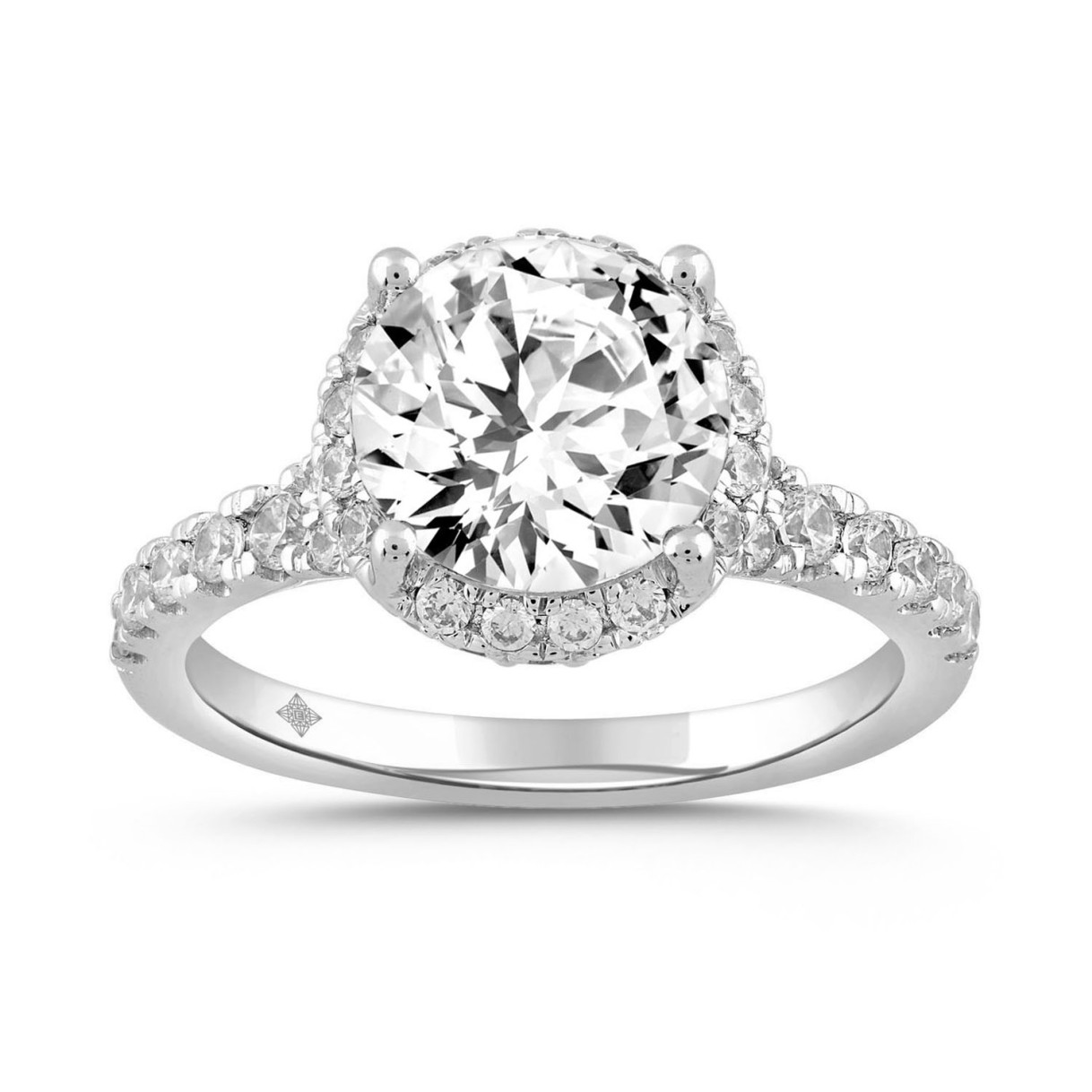 19061652_EC-112344W-1218x1218.jpg.jpg LADIES RING 3 3/4CT ROUND DIAMOND 14K WHITE GOLD (CENTER STONE ROUND DIAMOND 3CT ) - Image 1