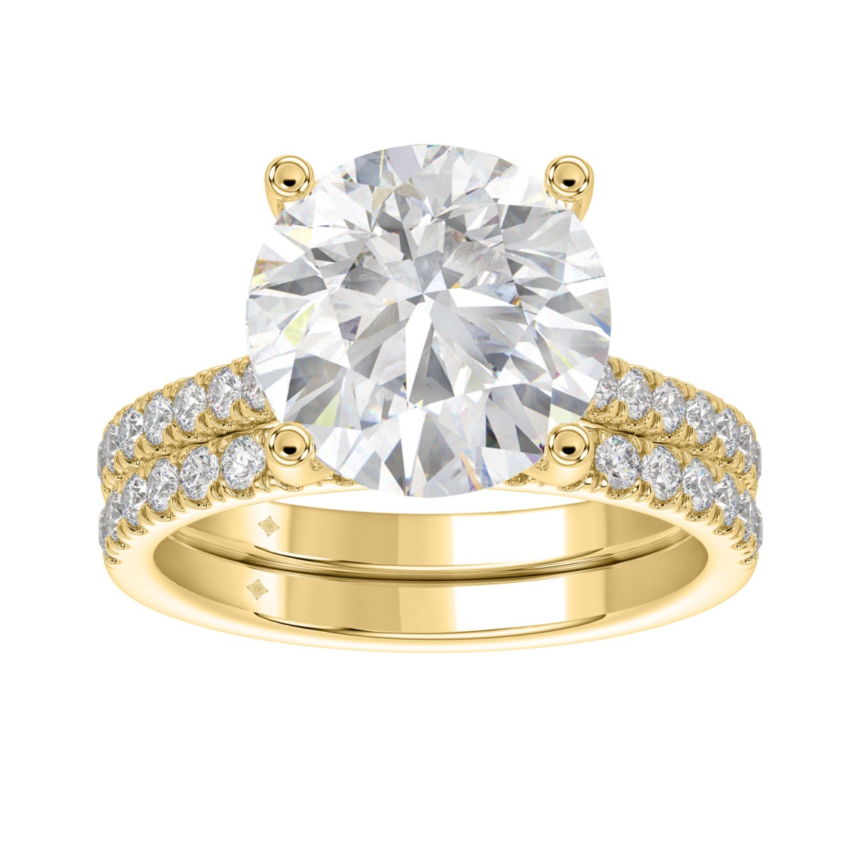 19061673_EC-111364Y-BS-1218x1218.jpg.jpg 14K YELLOW GOLD 5 1/2CT ROUND DIAMOND LADIES BRIDAL SET (CENTER STONE ROUND DIAMOND 5CT) - Image 1
