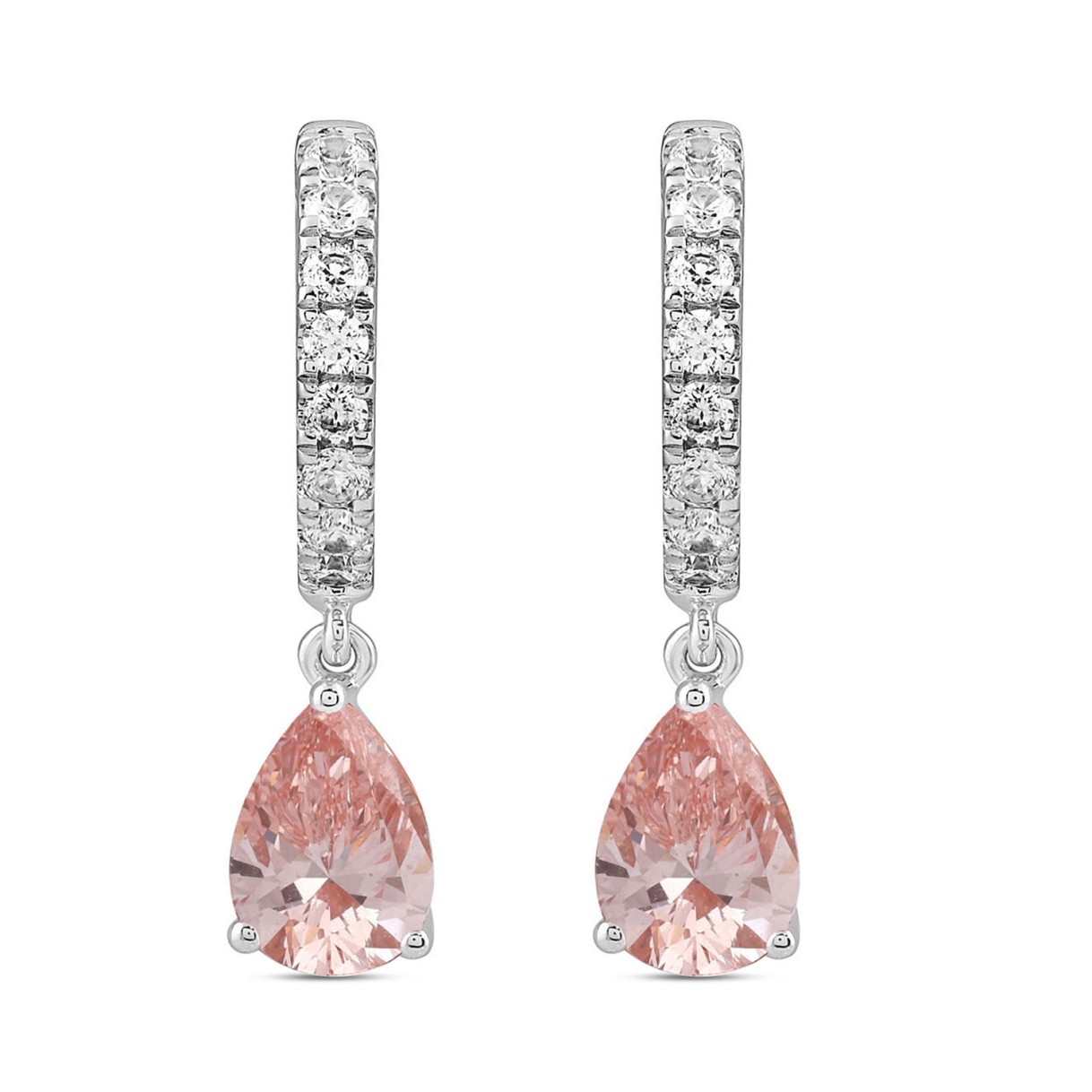 19061730_EC-112726WR-1218x1218.jpg.jpg ETERNAL BLUSH COLLECTION 14K WHITE/ROSE GOLD 2.00CT ROUND/PINK PEAR DIAMOND LADIES HOOPS EARRINGS - Image 1