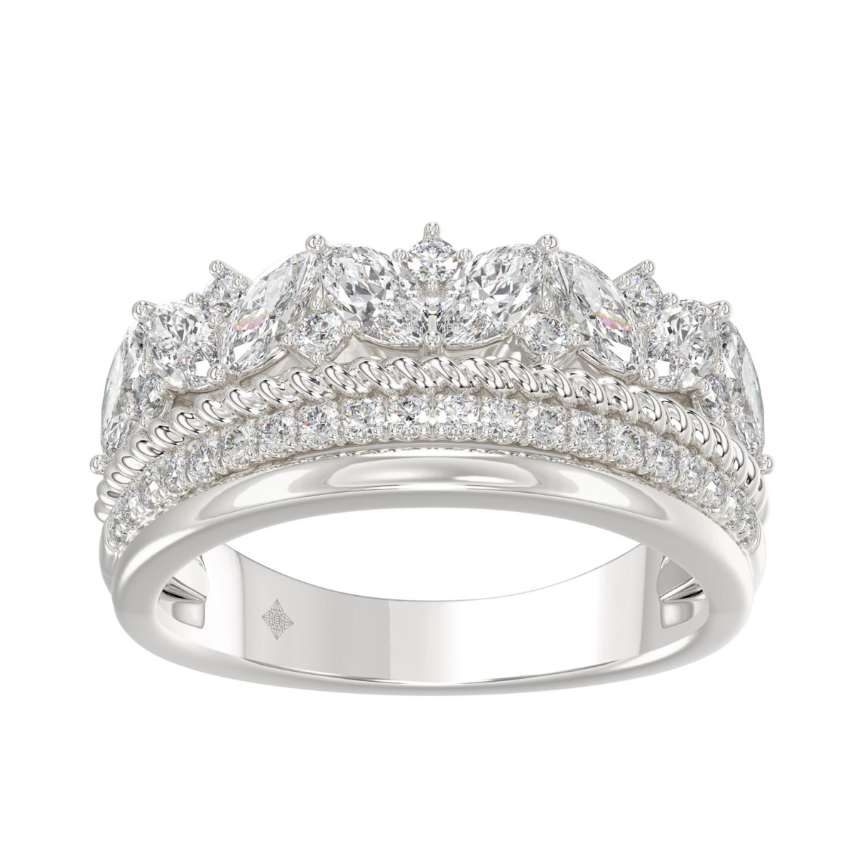 19061859_EC-142627W-1218x1218.jpg.jpg 14K White Gold Ladies Fashion Ring with 1.00 CT Round & Marquise Diamonds - Image 1