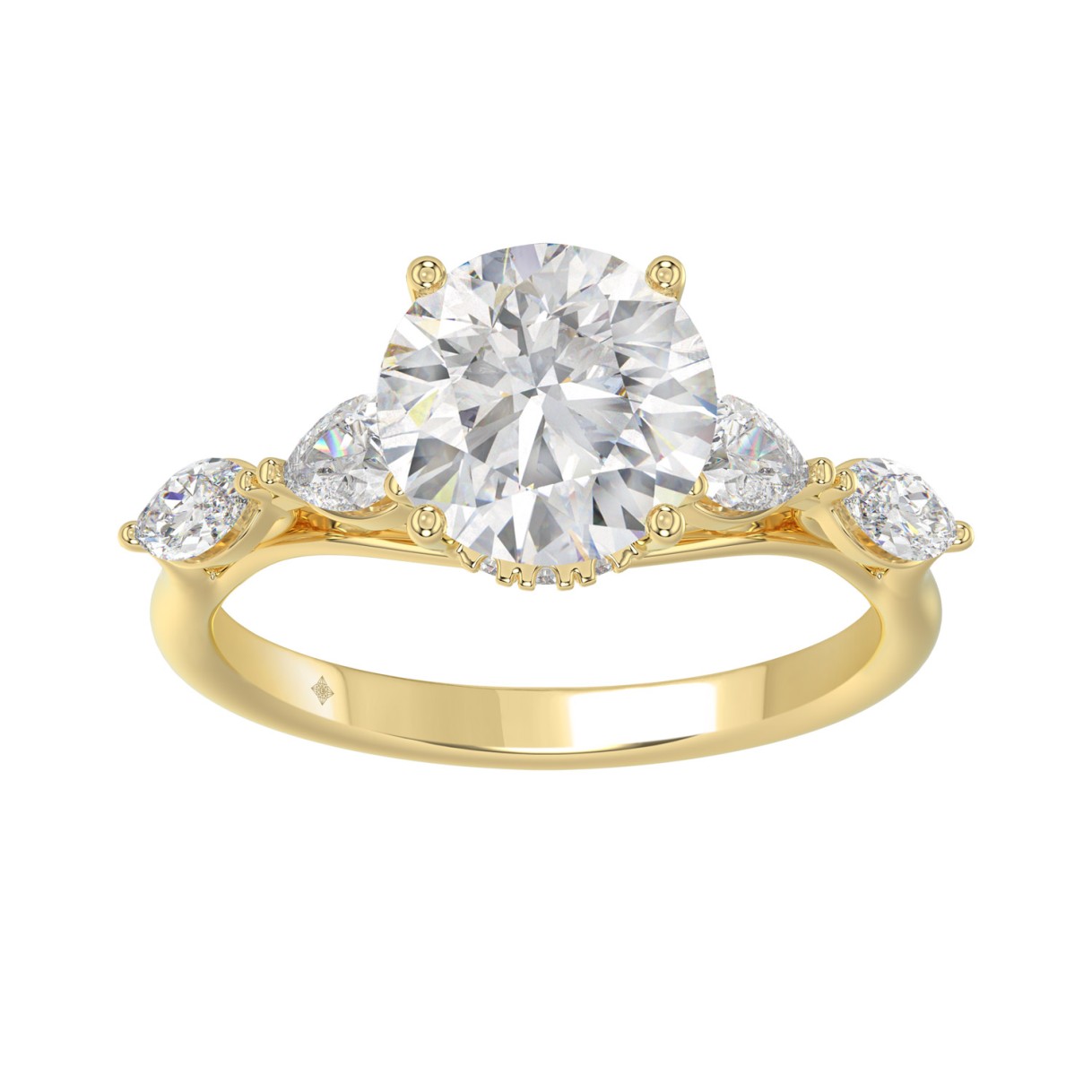 19061861_EC-117995Y-1218x1218.jpg.jpg LADIES RING 2 1/2CT ROUND/PEAR/MARQUISE DIAMOND 14K YELLOW GOLD (CENTER STONE ROUND DIAMOND 2.00CT) - Image 1