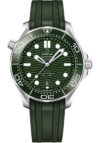 Omega Seamaster Diver 300M Co-Axial Master Chronometer Green Dial on Rubber Strap Ref 210.32.42.20.10.001 with Card
